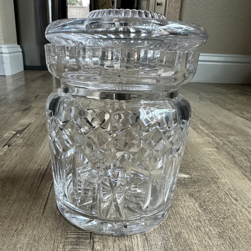 Full lead crystal by Dansk, glass candy/flour dish with lid, HEAVY, stunning